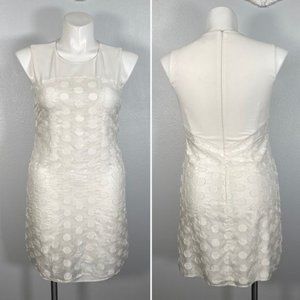 Karl Lagerfeld dot overlay white sheath mini dress size 10
